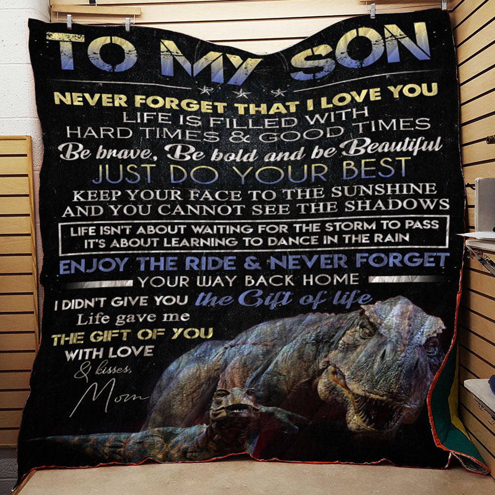 Dinosaurs To My Son From Mom CL16110446MDQ Quilt Blanket