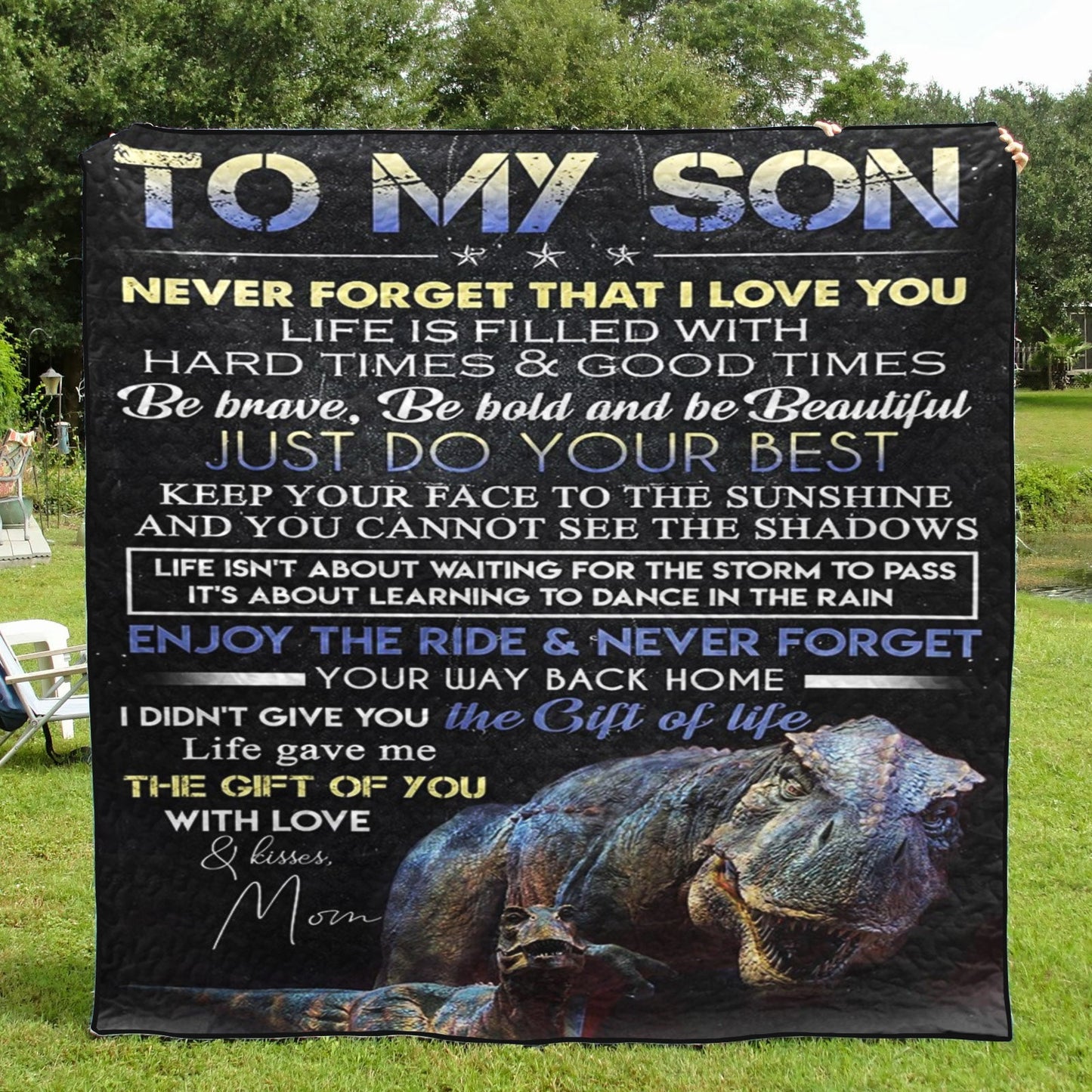 Dinosaurs To My Son From Mom CL16110446MDQ Quilt Blanket