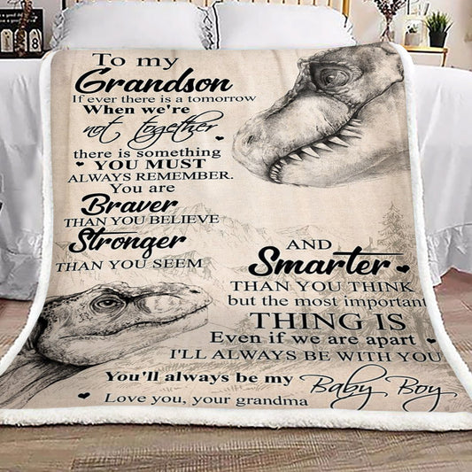 Dinosaurs To My Grandson From Grandma CL16110126MDF Sherpa Fleece Blanket