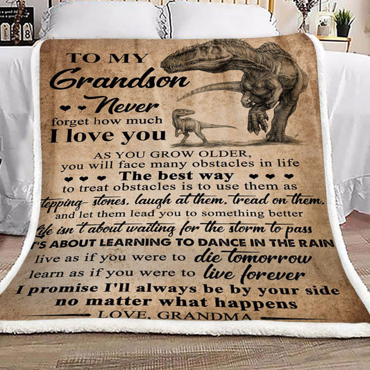Dinosaurs To My Grandson From Grandma CL16110127MDF Sherpa Fleece Blanket