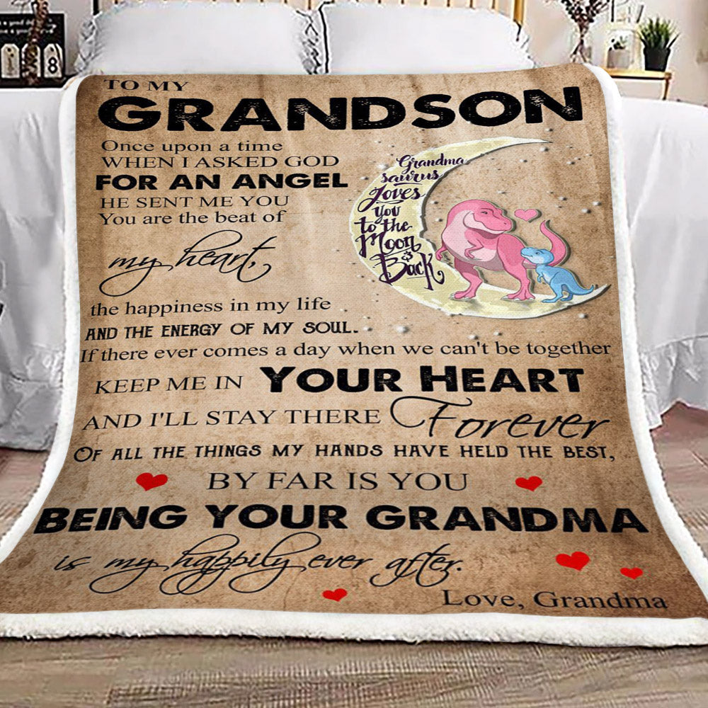 Dinosaurs To My Grandson From Grandma CL16110129MDF Sherpa Fleece Blanket