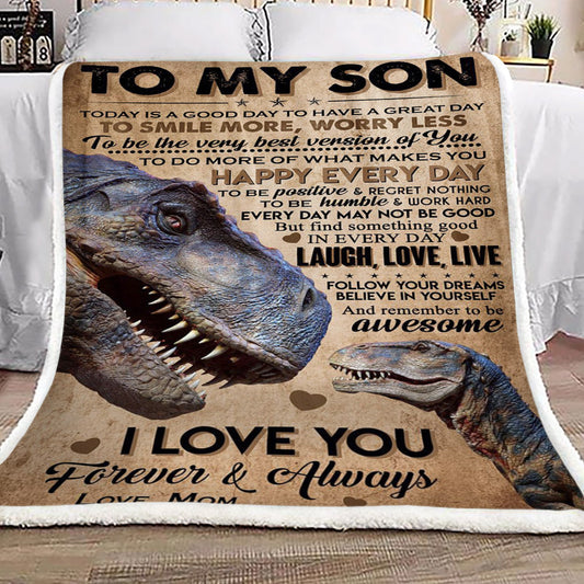Dinosaurs To My Son From Mom CL16110135MDF Sherpa Fleece Blanket