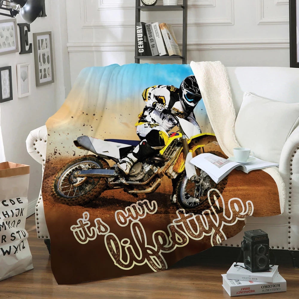 Dirt Bike CL11100058MDF Sherpa Fleece Blanket