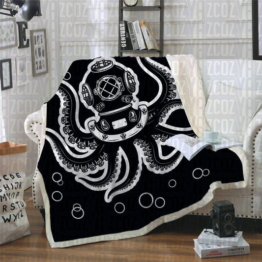 Diver Octopus CL21110298MDF Sherpa Fleece Blanket