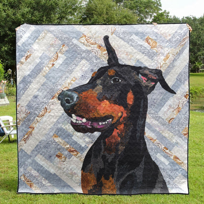 Doberman Pinscher CLM0211154 Quilt Blanket