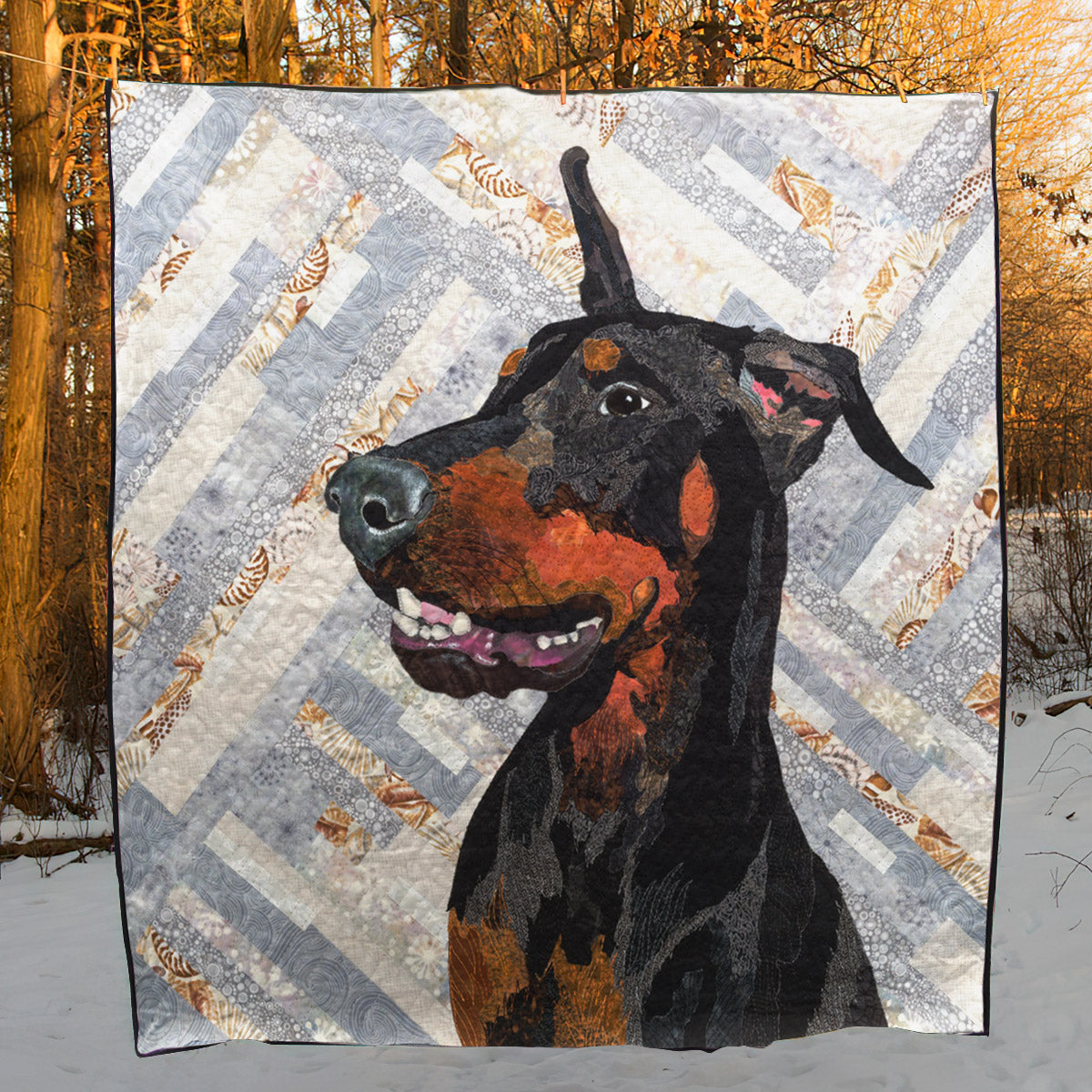 Doberman Pinscher CLM0211154 Quilt Blanket