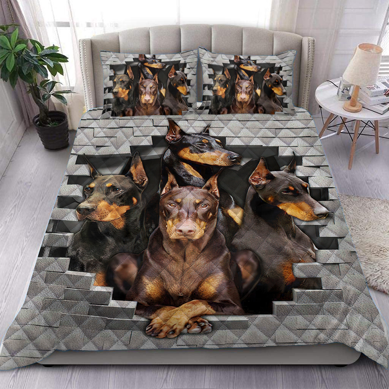 Doberman Quilt Bedding Set TL041003