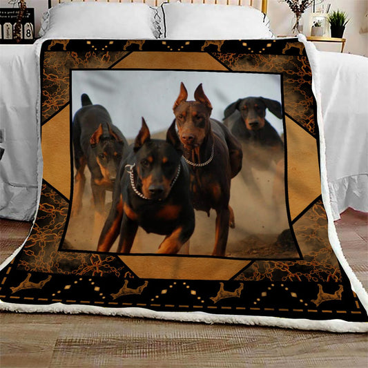 Doberman Running CL10100110MDF Sherpa Fleece Blanket