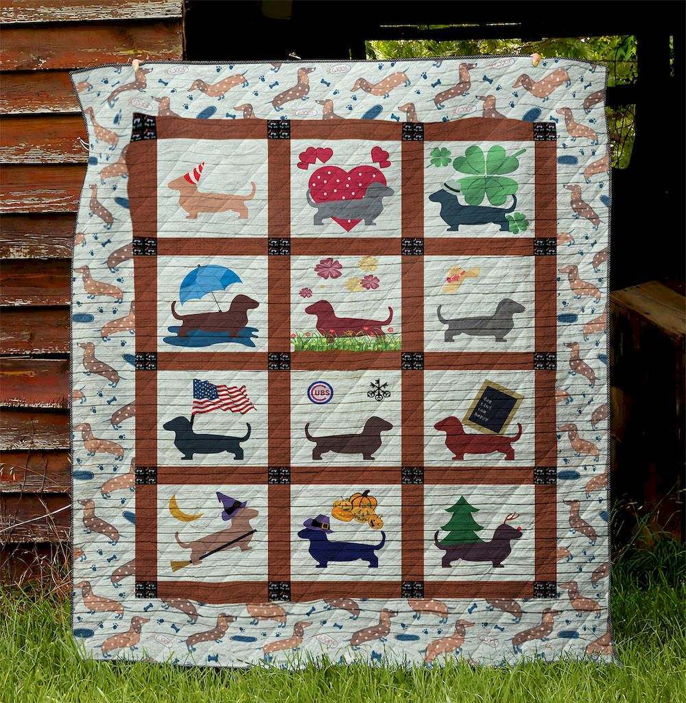 Dog Dachshund 1103 38 Quilt Blanket