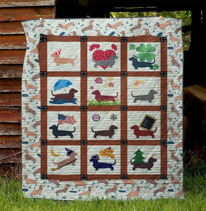 Dog Dachshund 1103 38 Quilt Blanket