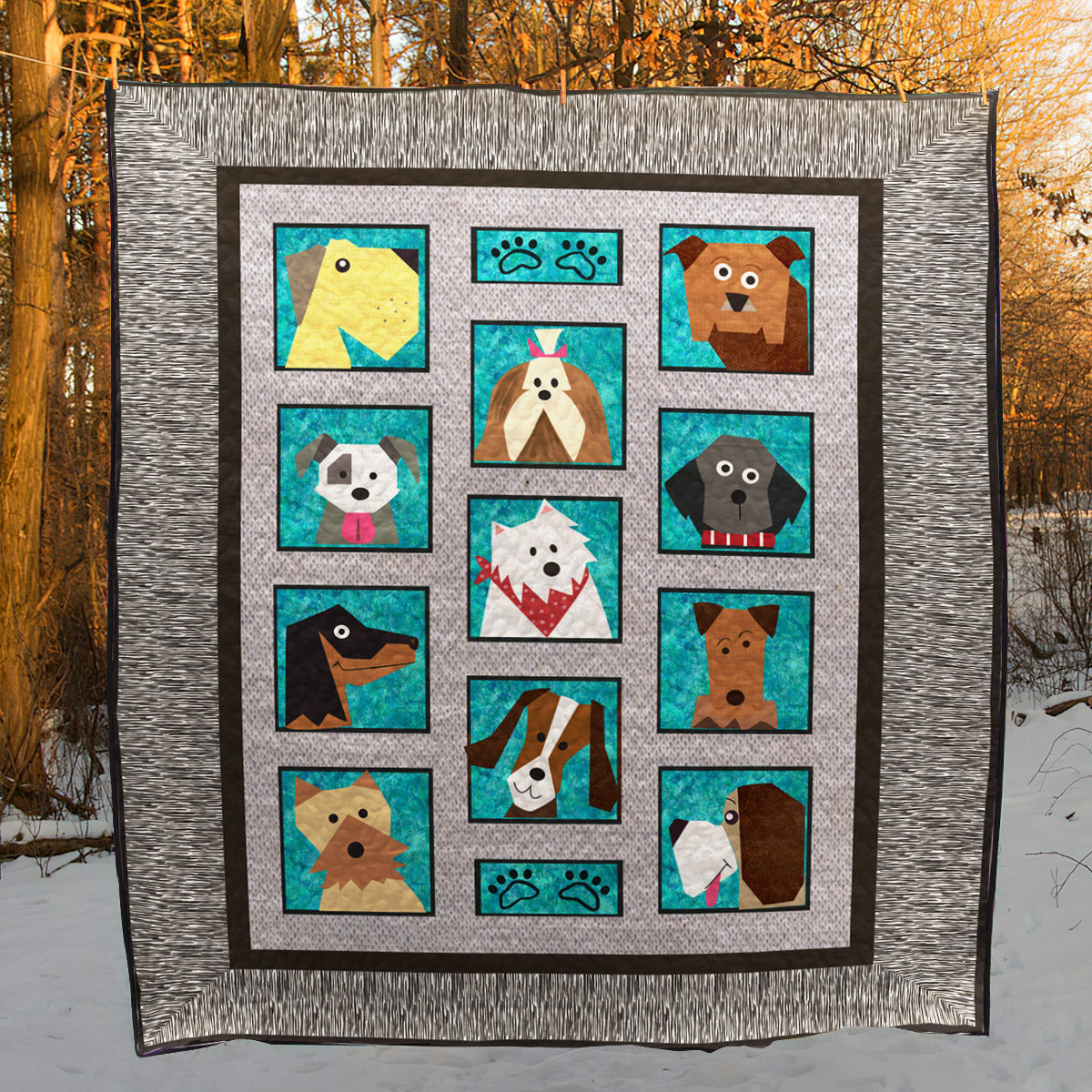 Dog Only Paper Pieced BL120612 Quilt Blanket