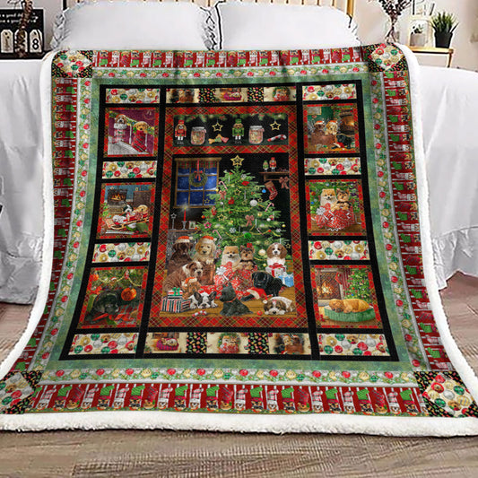 Dogs Christmas HN1610132F Sherpa Fleece Blanket