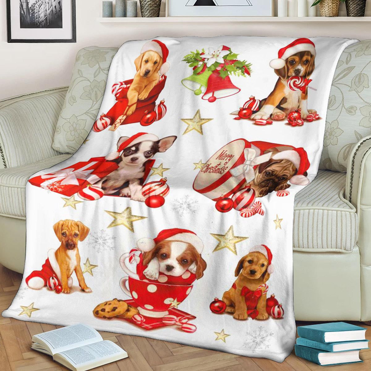 Dogs Christmas HN170975F Sherpa Fleece Blanket