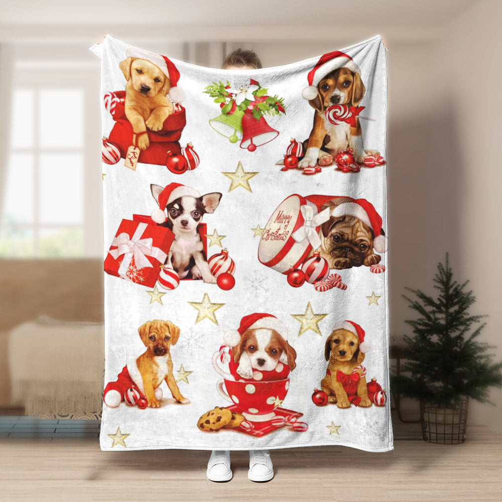 Dogs Christmas HN170975F Sherpa Fleece Blanket