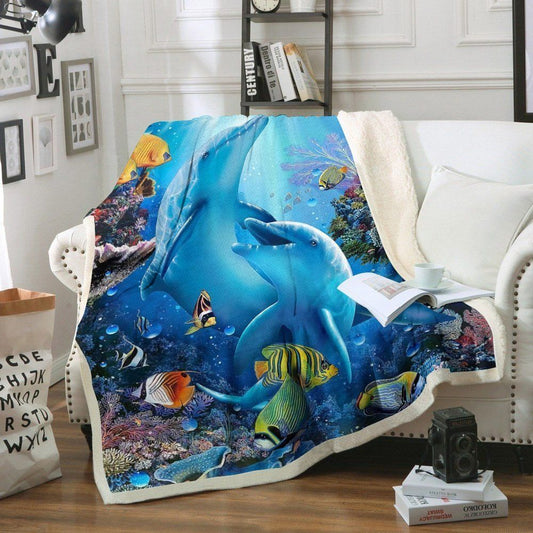 Dolphin BL220819F Sherpa Fleece Blanket