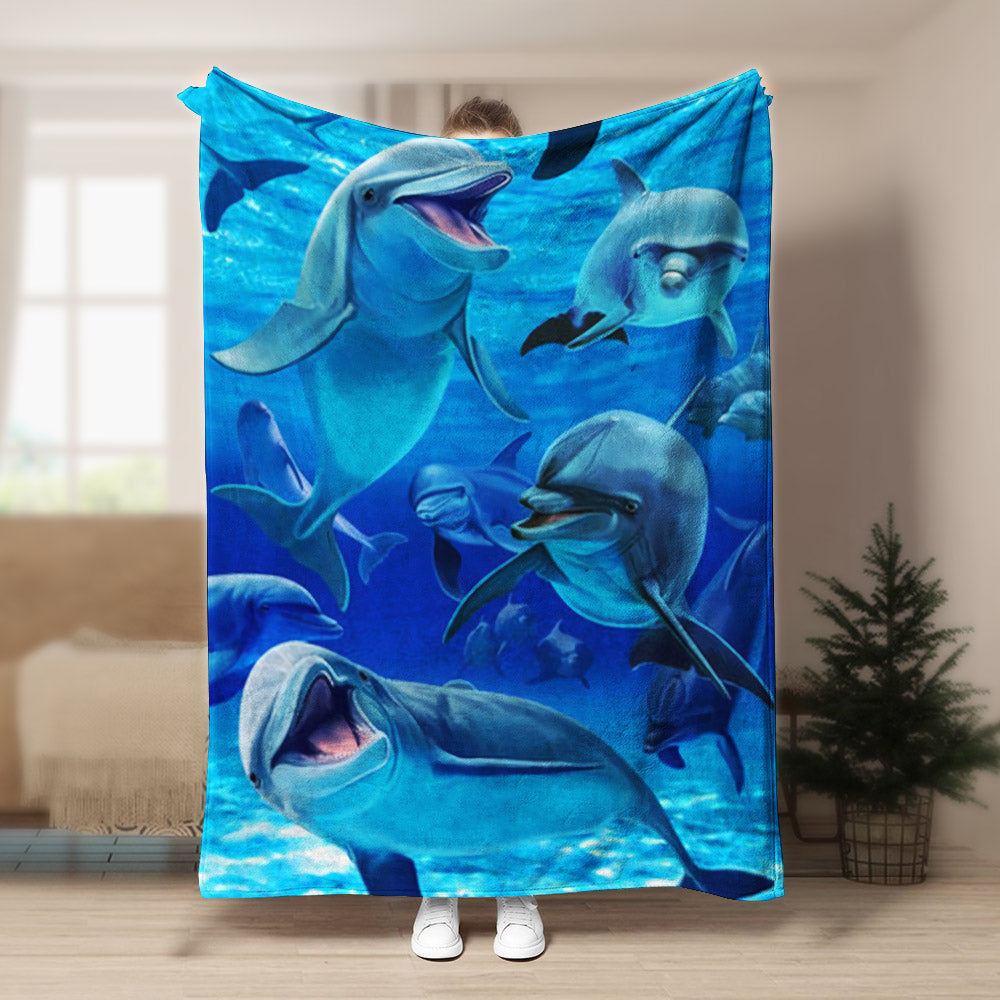 Dolphin BL220818F Sherpa Fleece Blanket