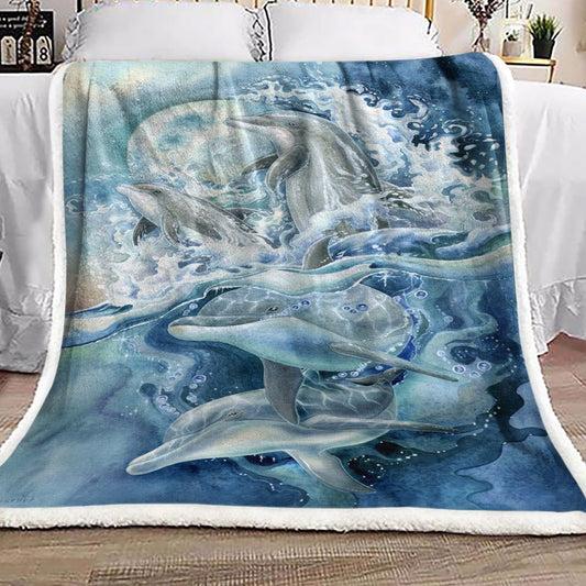 Dolphin BT051087F Sherpa Fleece Blanket