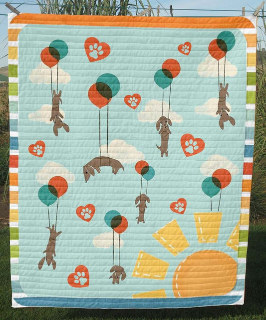 Doxie And Balloons CLT190642 Quilt Blanket