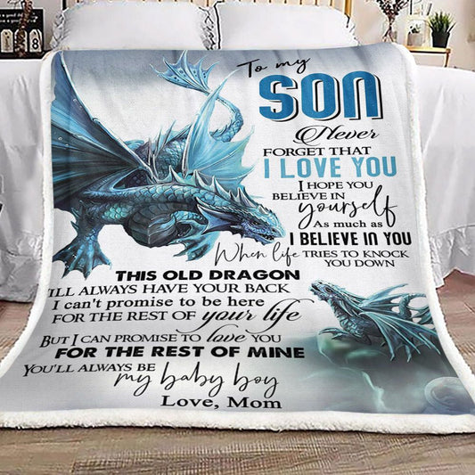 Dragon To My Son Love Mom CL16110161MDF Sherpa Fleece Blanket