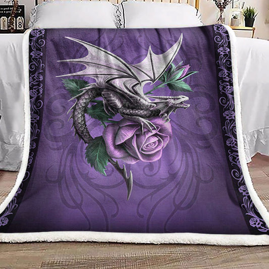 Dragon Rose Violet HN1510087F Sherpa Fleece Blanket