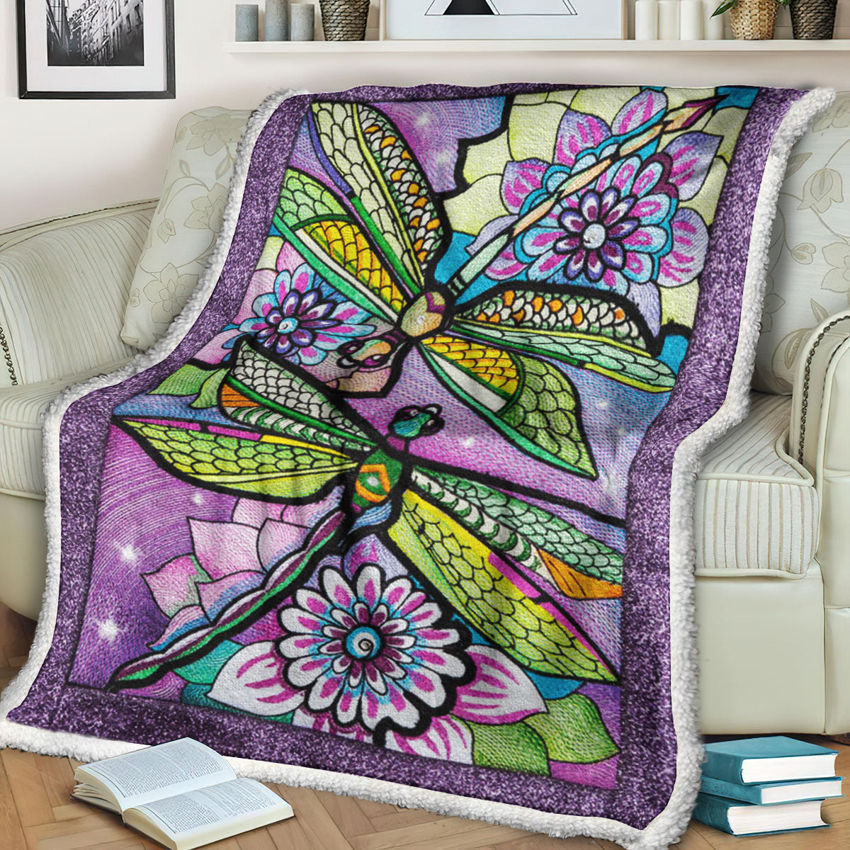 Dragonfly Couple ND151002 Sherpa Fleece Blanket