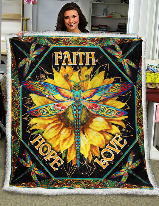 Dragonfly Faith Hope Love ND221008 Sherpa Fleece Blanket