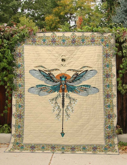 Dragonfly Blue Dragonfly CLA18120374Q Quilt Blanket