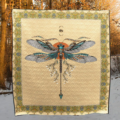 Dragonfly Blue Dragonfly CLA18120374Q Quilt Blanket