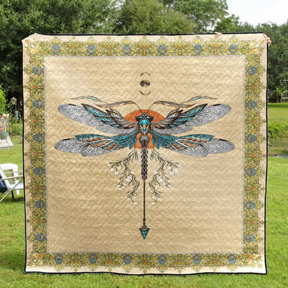 Dragonfly Blue Dragonfly CLA18120374Q Quilt Blanket