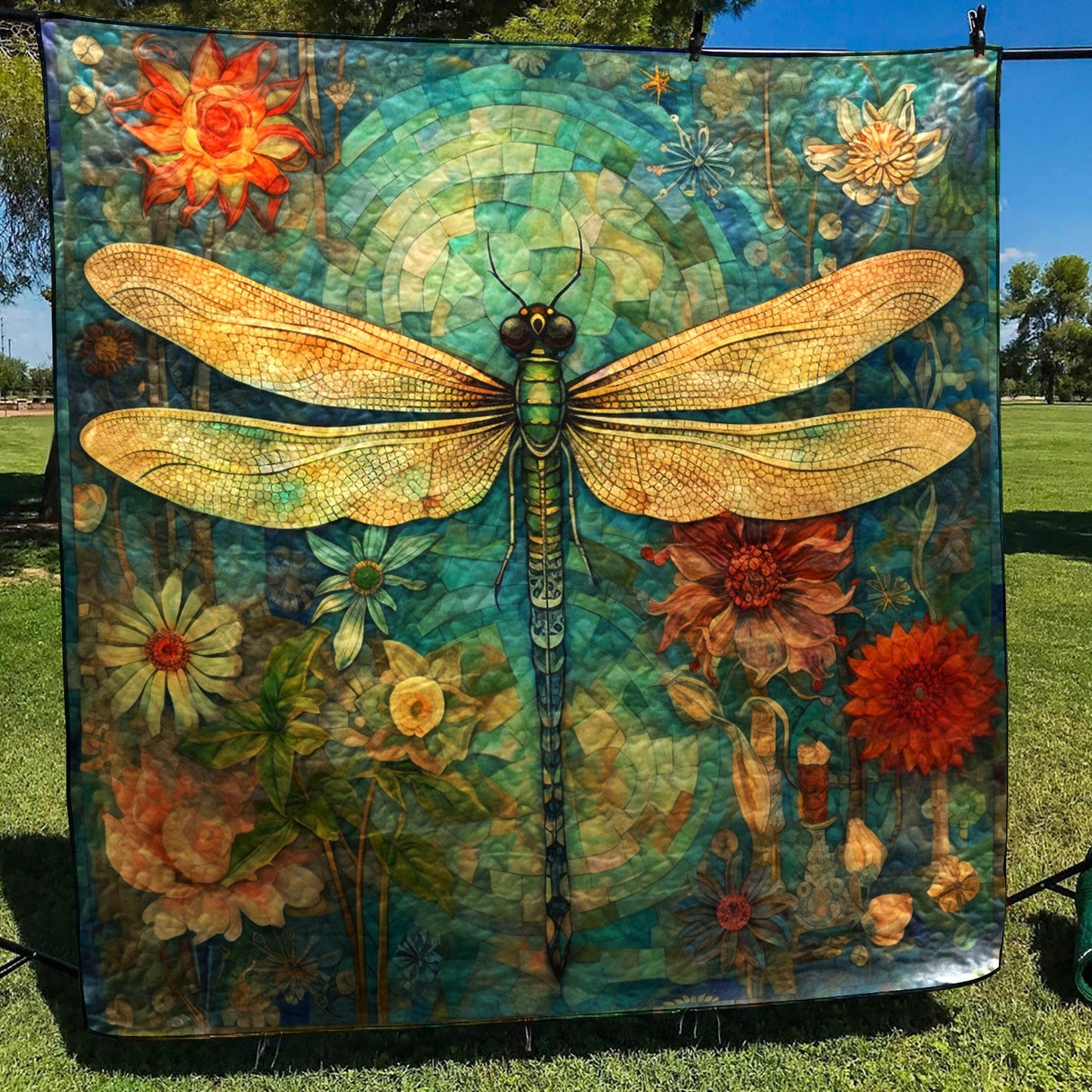 Dragonfly CLA0910216Q Art Quilt – Charming Favor dragonfly-cla0910216q-art-quilt-charming-favor
