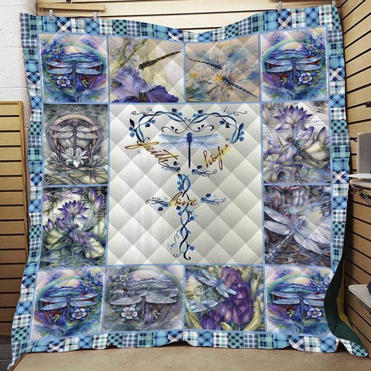 Dragonfly Faith Hope Love CLH2412063Q Quilt Blanket