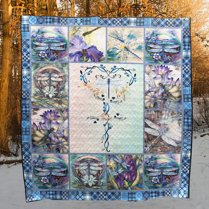 Dragonfly Faith Hope Love CLH2412063Q Quilt Blanket