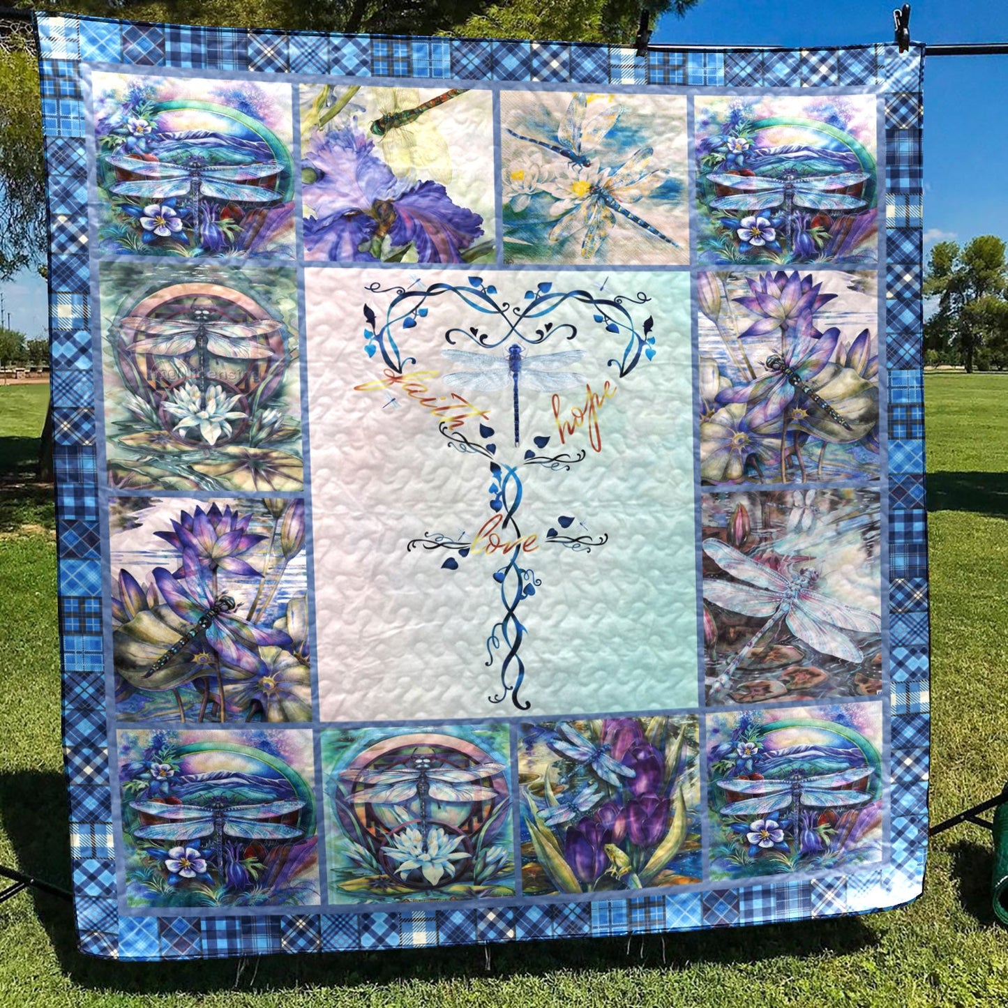 Dragonfly Faith Hope Love CLH2412063Q Quilt Blanket