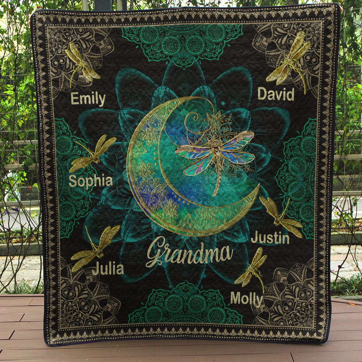 Personalized Name And Nickname Dragonfly Quilt Blanket Mother's Day Gift TN050402M