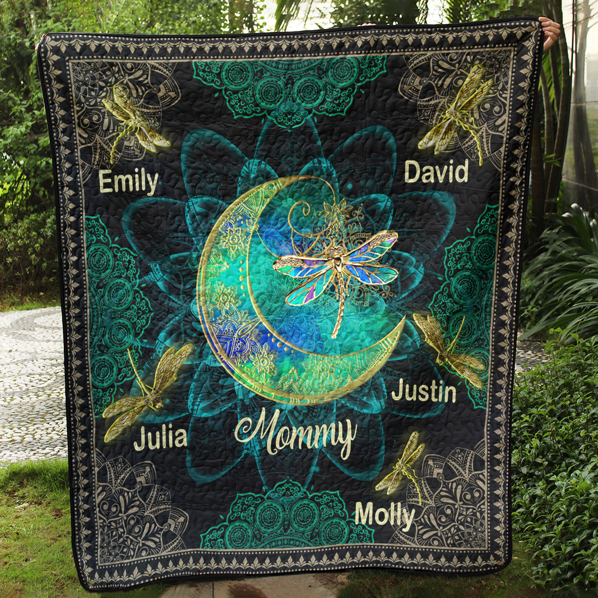 Personalized Name And Nickname Dragonfly Quilt Blanket Mother's Day Gift TN050402M