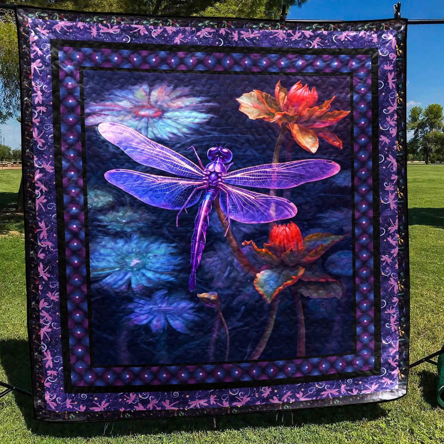 Dragonfly Lotus PK290547 Art Quilt