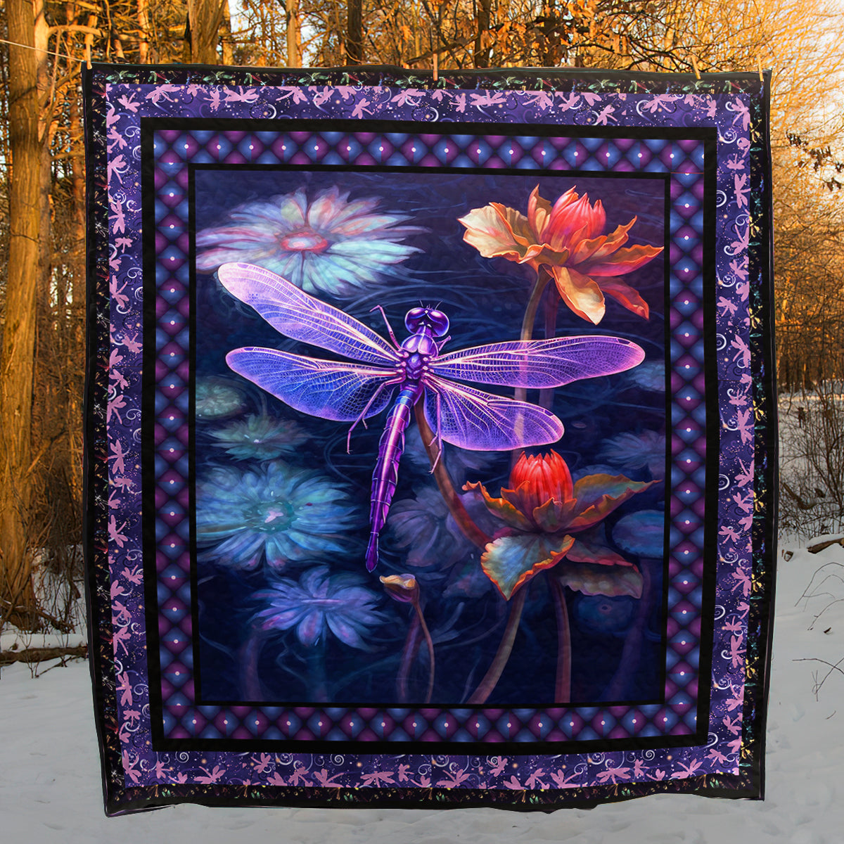 Dragonfly Lotus PK290547 Art Quilt