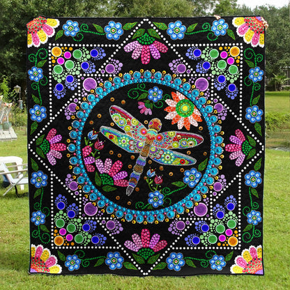 Dragonfly Mandala Hippie Art Quilt TL010702Y