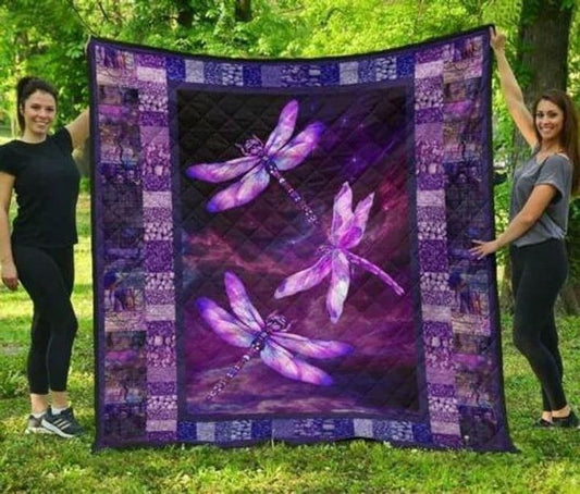 Dragonfly Purple Line CLA31100932Q Quilt Blanket