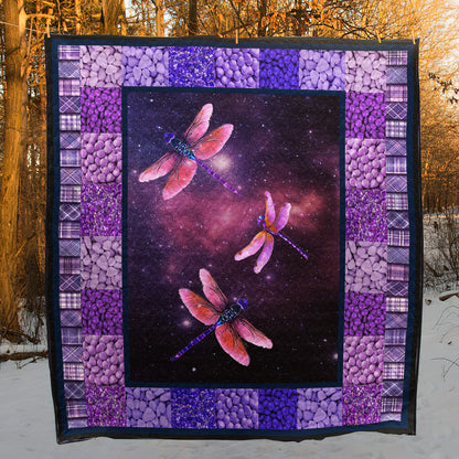 Dragonfly Purple Line CLA31100932Q Quilt Blanket