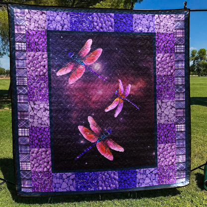 Dragonfly Purple Line CLA31100932Q Quilt Blanket