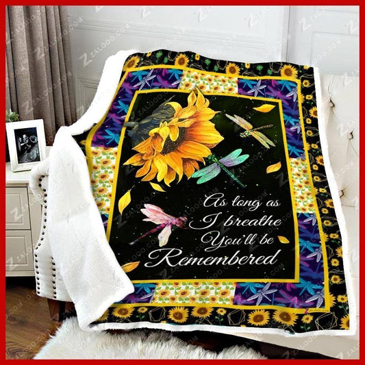 Dragonfly Sunflower CL270828MDF Sherpa Fleece Blanket