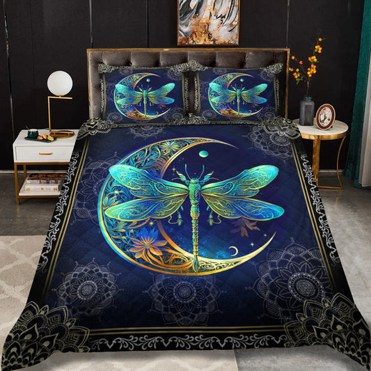 Dragonfly To The Moon Quilt Bedding Set HN100902T