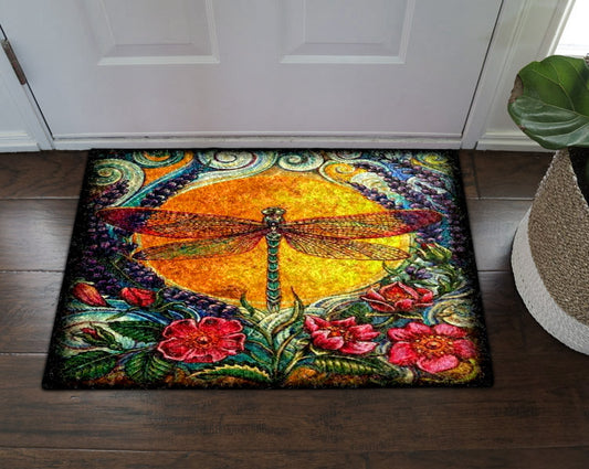 Dragonfly Flower HN08100031D Non-slip Door mats