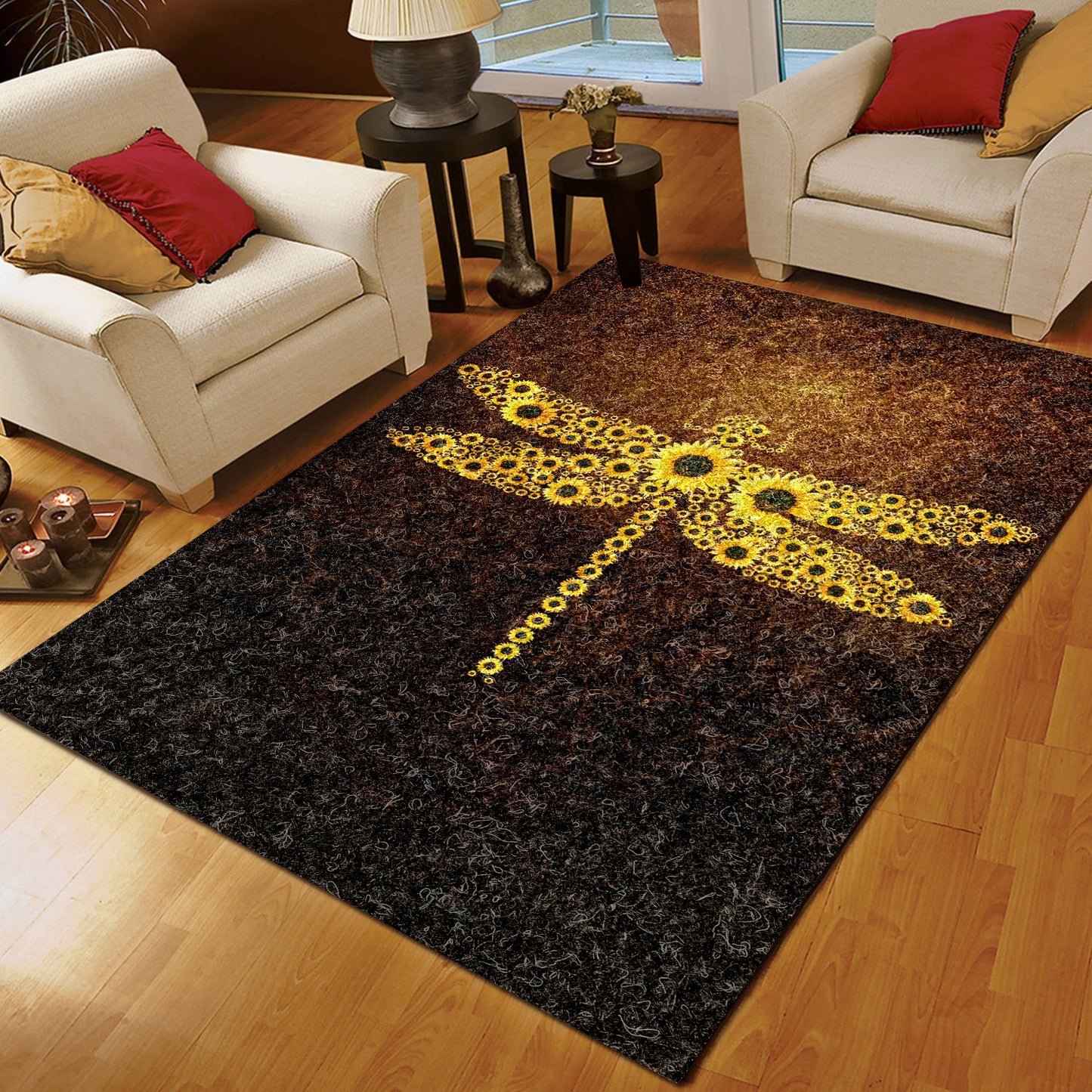 Dragonfly Sunflower Many CLA18100096R Rug