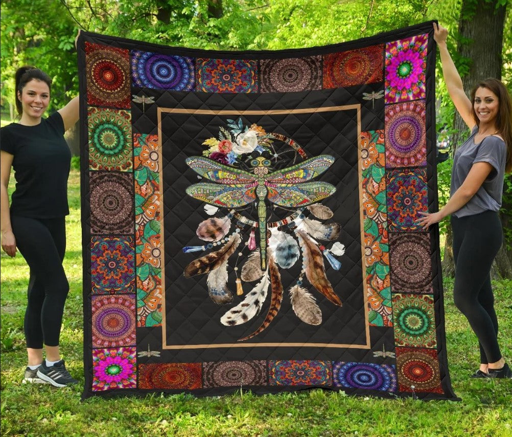 Dreamcatcher Dragonflies Mandala CLA2011432Q Quilt Blanket