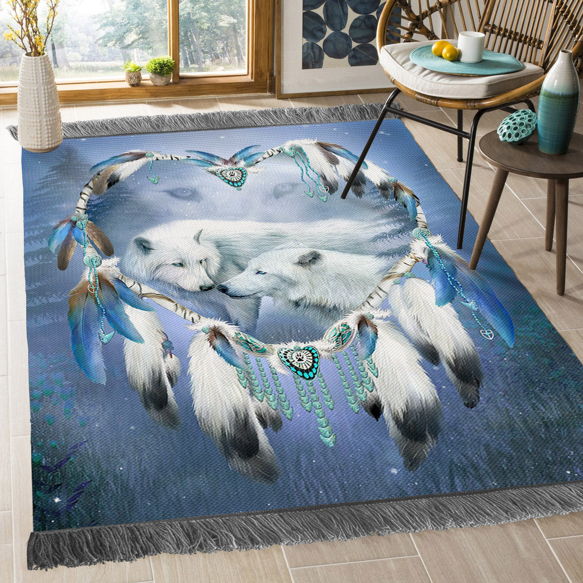 Dreamcatcher Heart Of White Wolf BT2210105O Decorative Floor-cloth