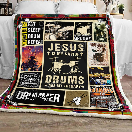 Drums Are My Therapy CL190968MDF Sherpa Fleece Blanket