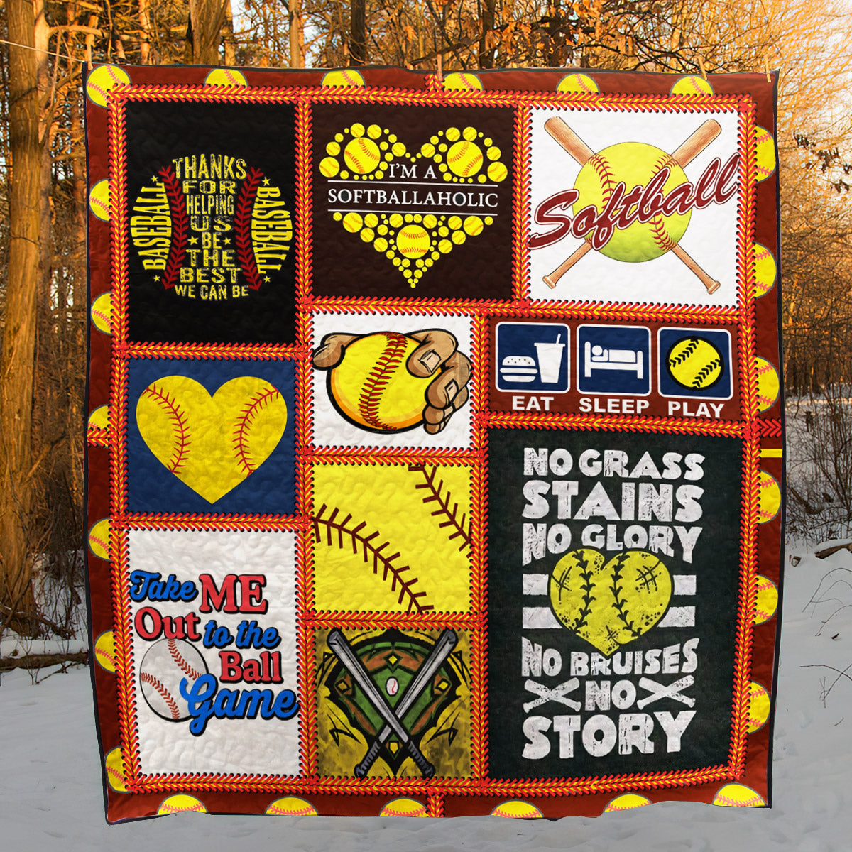 Eat Sleep Play Softball CL22120069MDQ Quilt Blanket