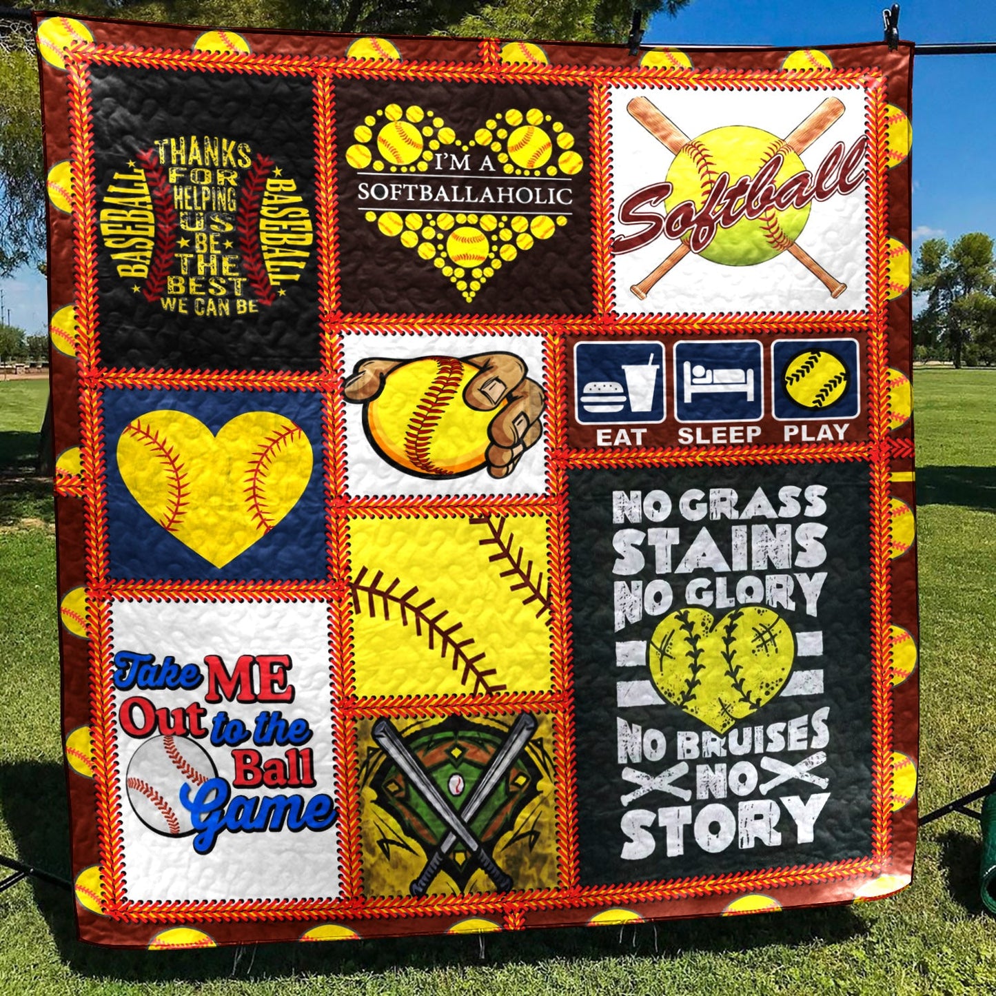 Eat Sleep Play Softball CL22120069MDQ Quilt Blanket